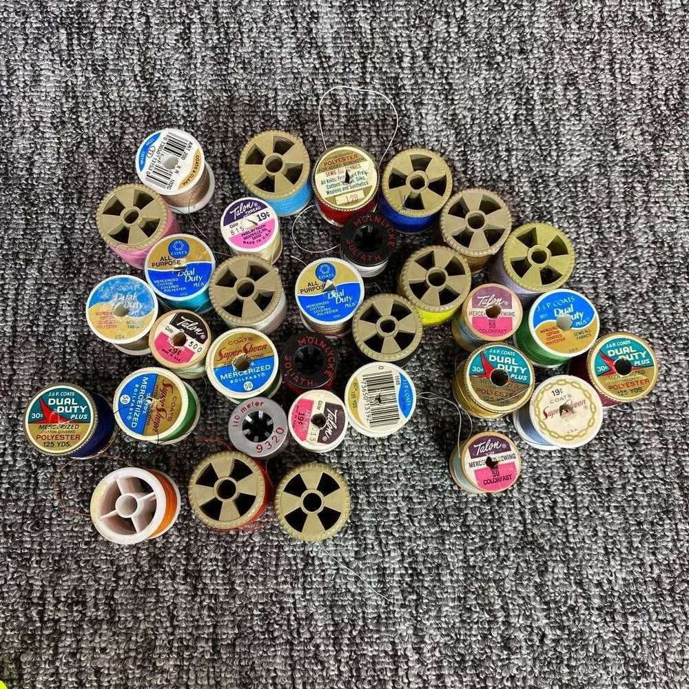 Vintage Coats & Clark Talon‎ Molnlycke Sewing Thread Lot 34 Spools Multicolor